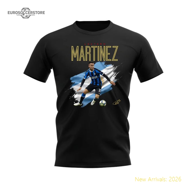 Lautaro Martinez Inter Milan Flag Fan T-shirt (black) - Premium Collection