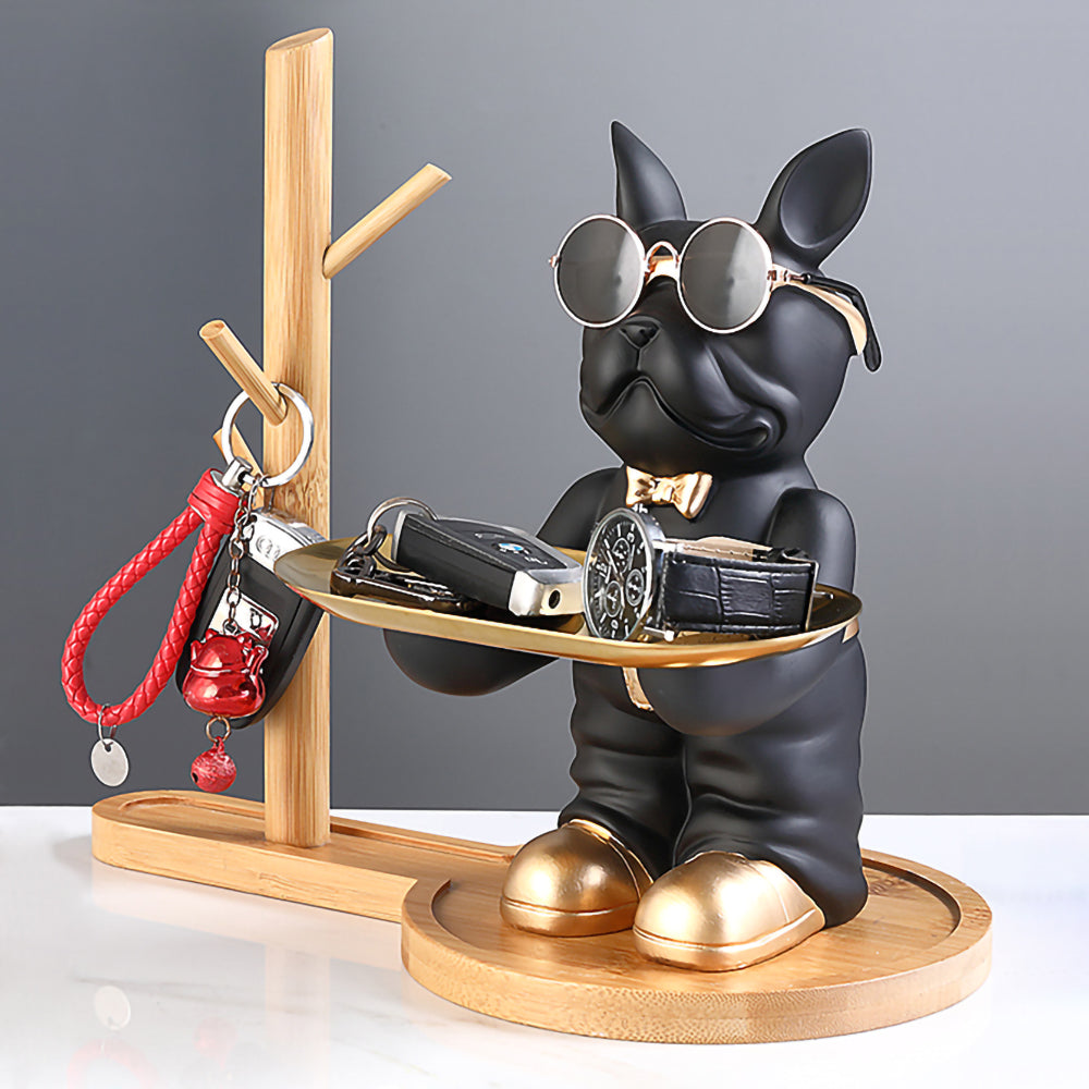 Decorative Frenchie Figurine with Storage Tray - Add Whimsy and Order to Your Room