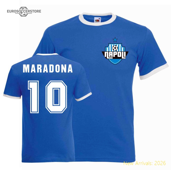 Supporter Supporter Diego Maradona Napoli Ringer Tee (Blue)