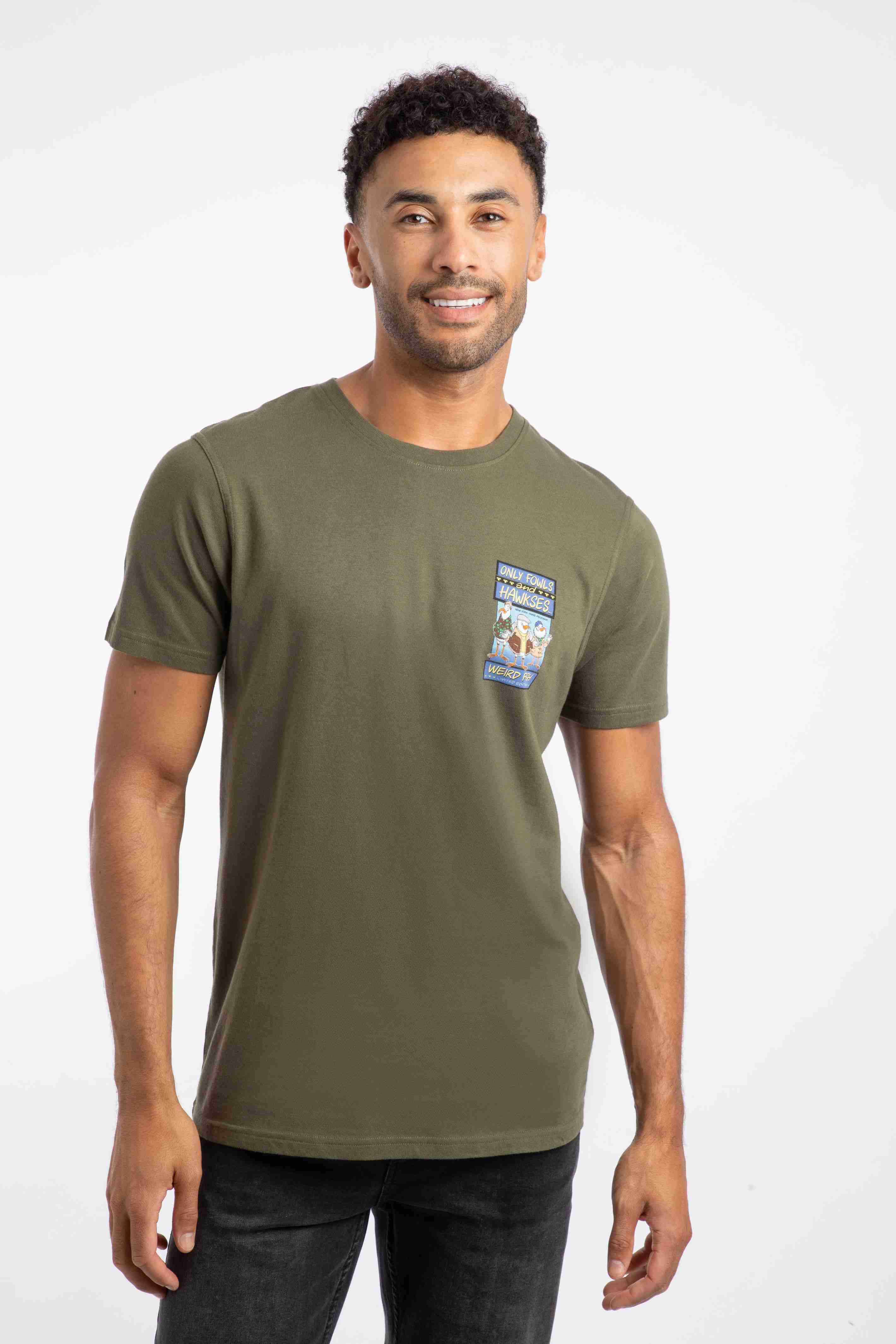 Only Fowls and Hawkses Back Print Artist T-Shirt Deep Lichen Green
