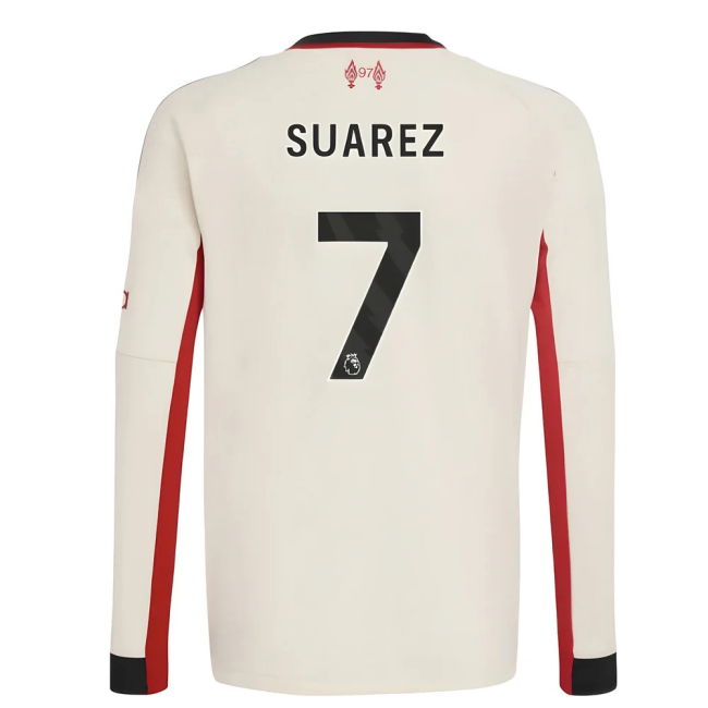 Liverpool Liverpool Away Long Sleeve Shirt Kids Suarez #7 Match Qu...