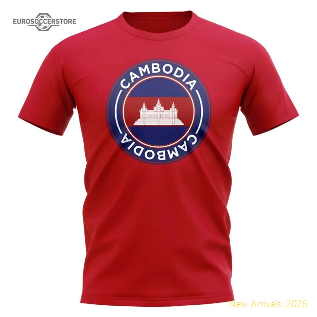 First-class Cambodia Football Badge T-shirt (red) - Unbeatable Value