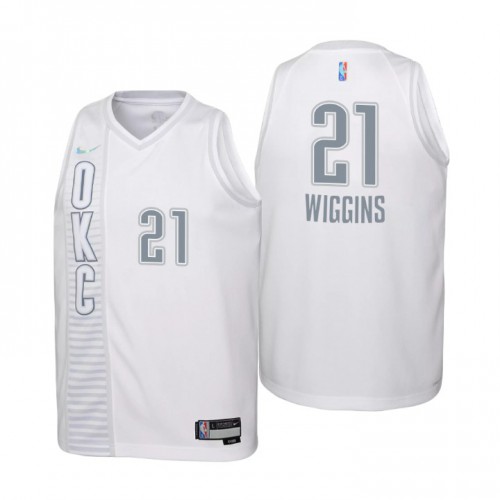 Oklahoma City Oklahoma City Thunder #21 Aaron Wiggins Youth Nike White 2021/22 Swingman Jersey ¨C City Edition Youth
