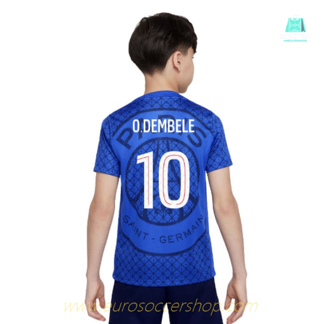 2025-2026 PSG Academy Pro Home Pre Match Shirt (Royal) - Kids (O.Dembele 10)
