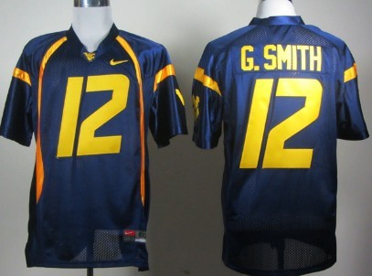 Men's None #12 Geno Smith Blue 2024 breathable away jersey Jersey