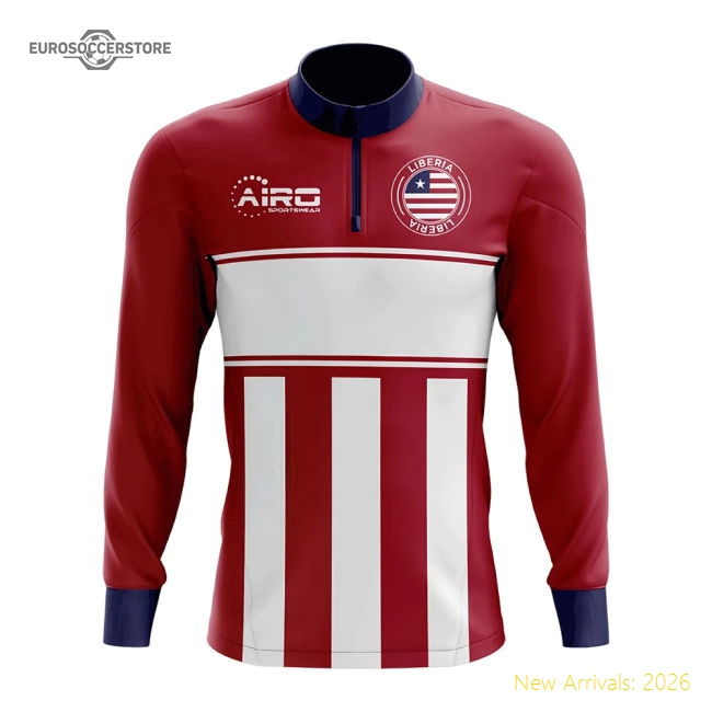 Excellent Liberia Concept Football Half Zip Midlayer Top (red-white)
