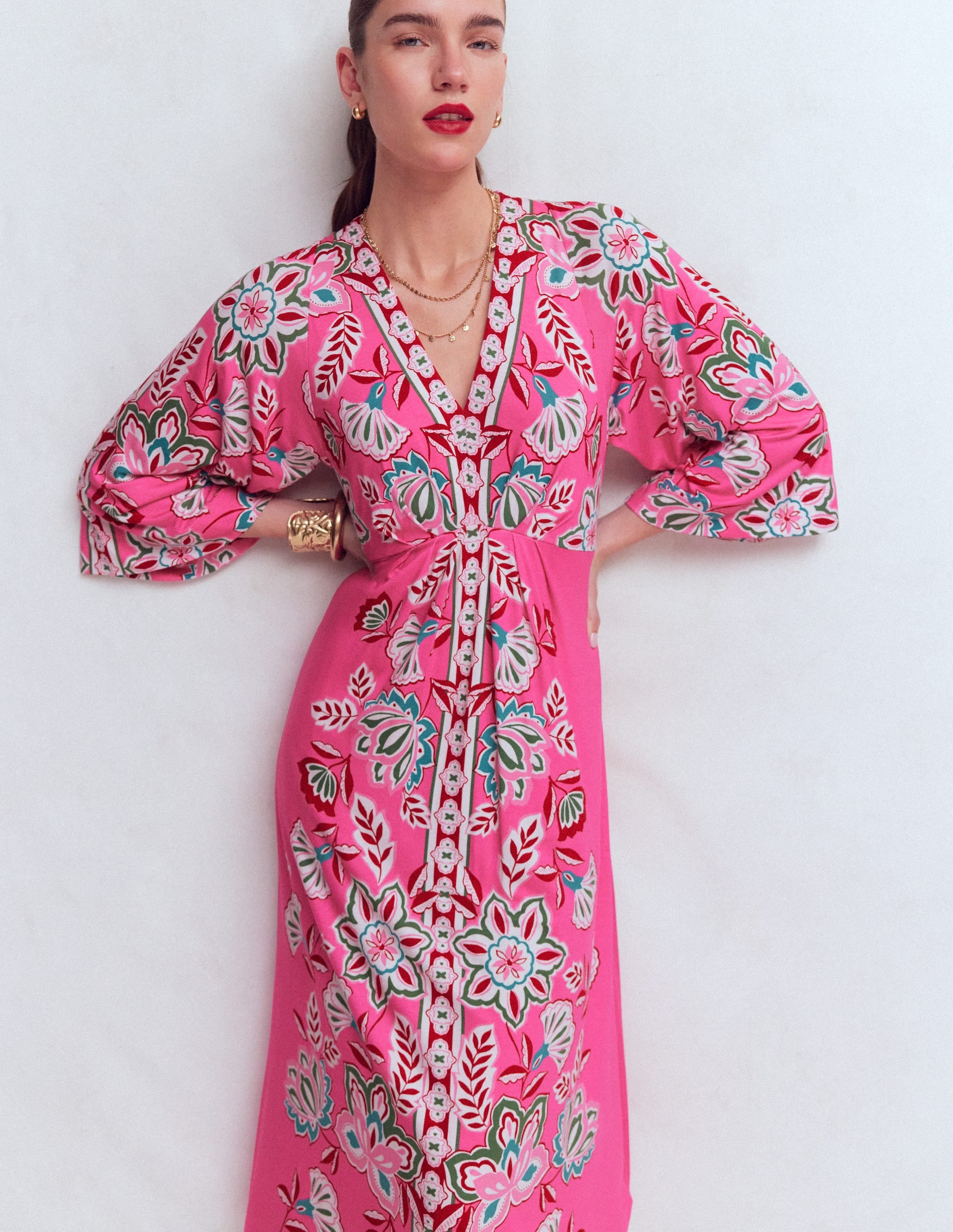 Nell Kimono Midi Jersey Dress