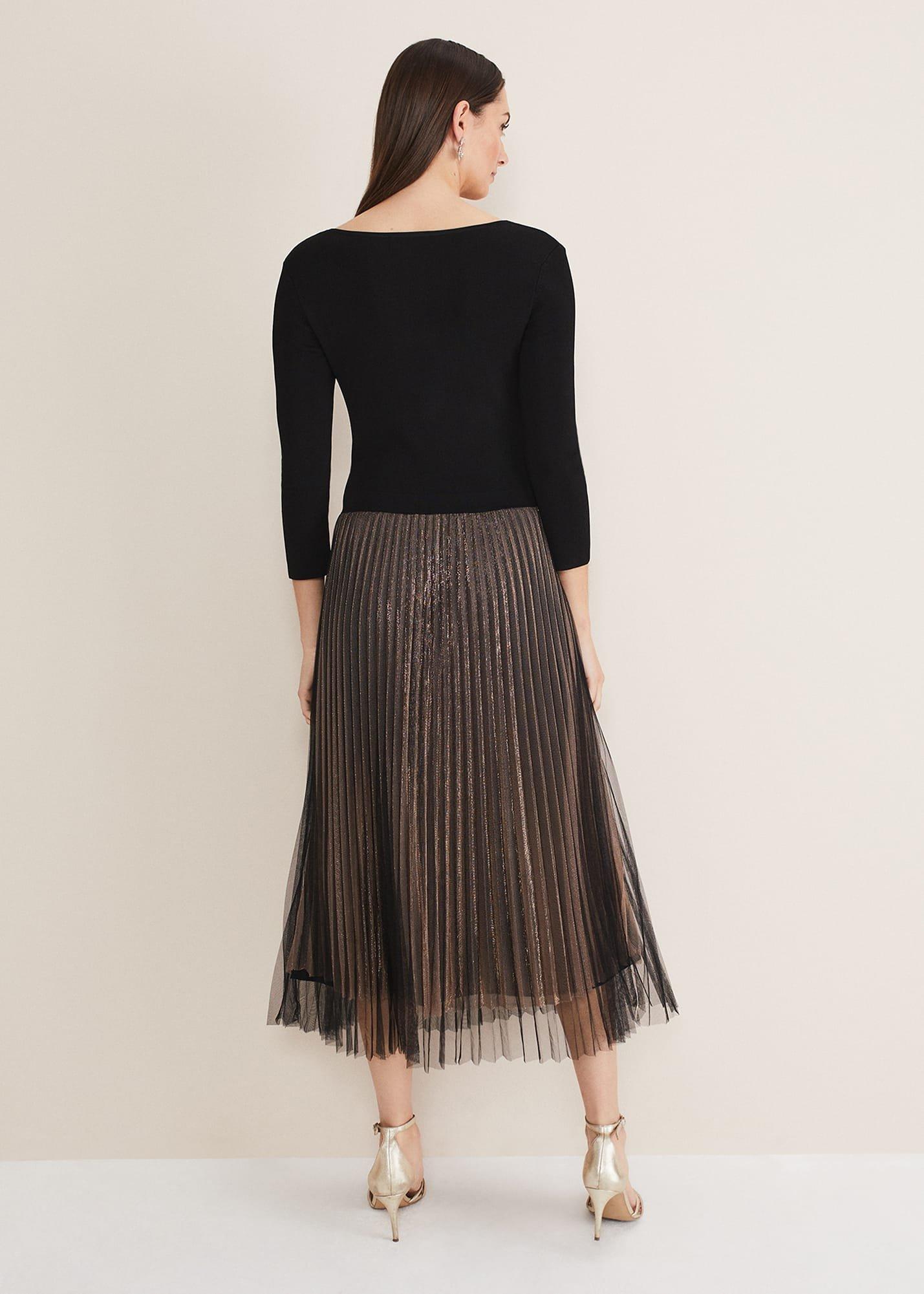 Rayen Pleated Mesh Skirt Dress