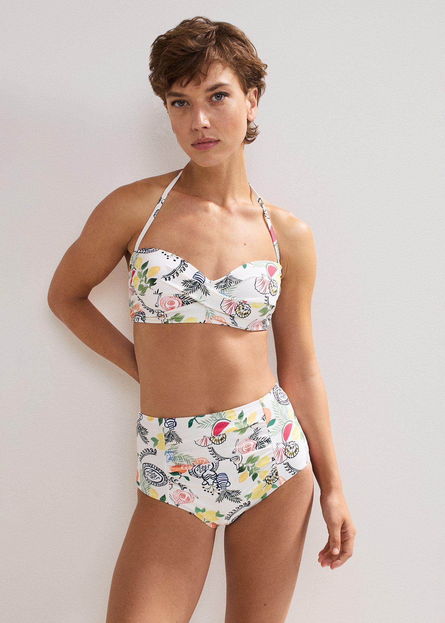 Sicilian Postcard Print Bikini Bottom