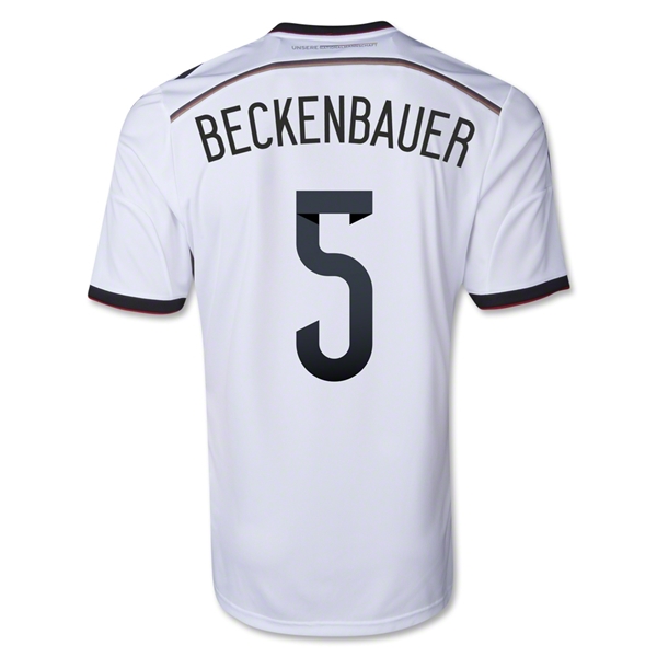Official 2014 Germany 5 BECKENBAUER Home White Soccer Jersey Shirt
