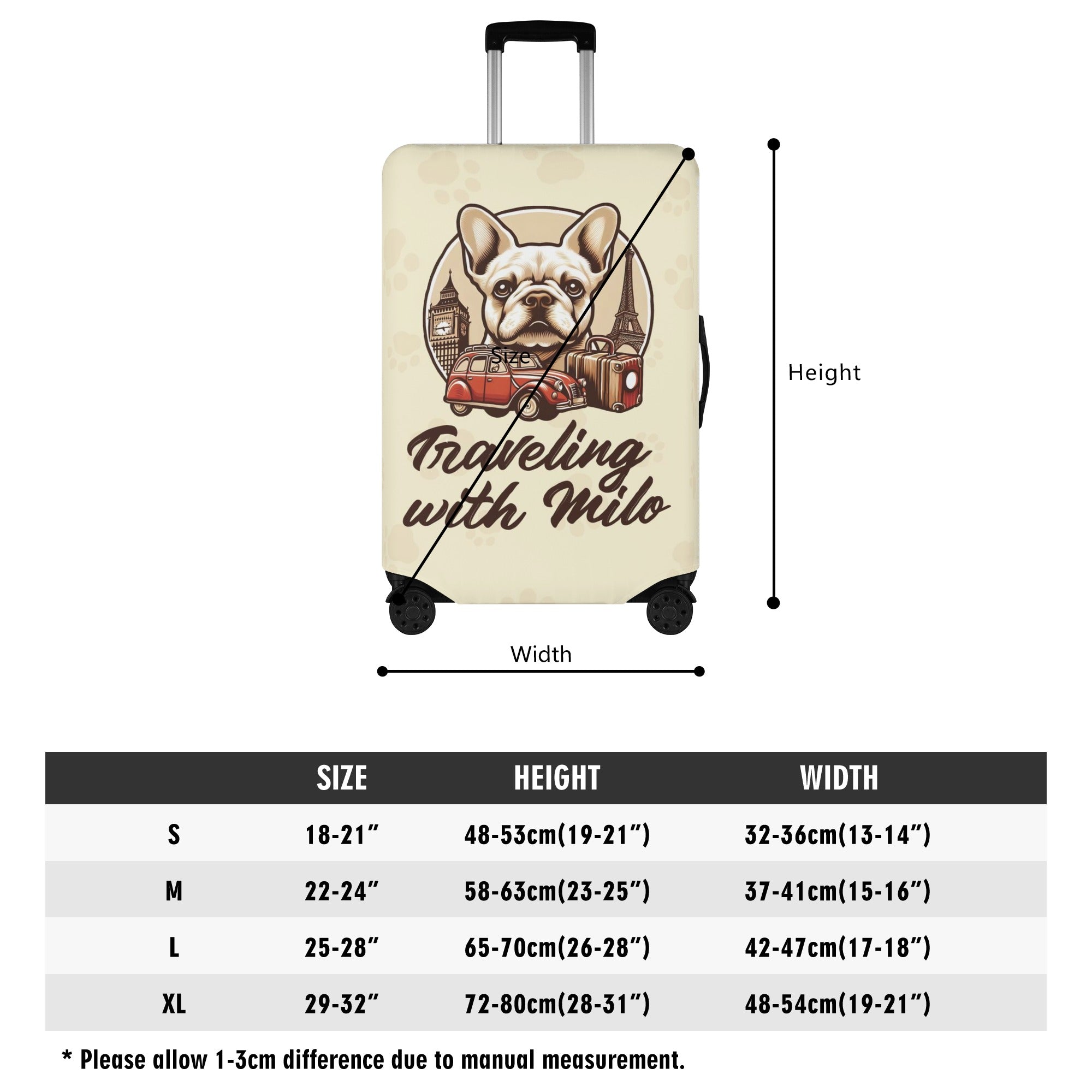 Personalized Luggage Cover with Frenchie Name - Luggage Cover