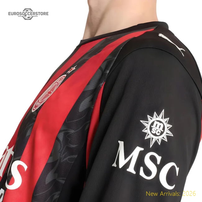 Trending Authentic 2025-2026 Ac Milan Long Sleeve Home Shirt