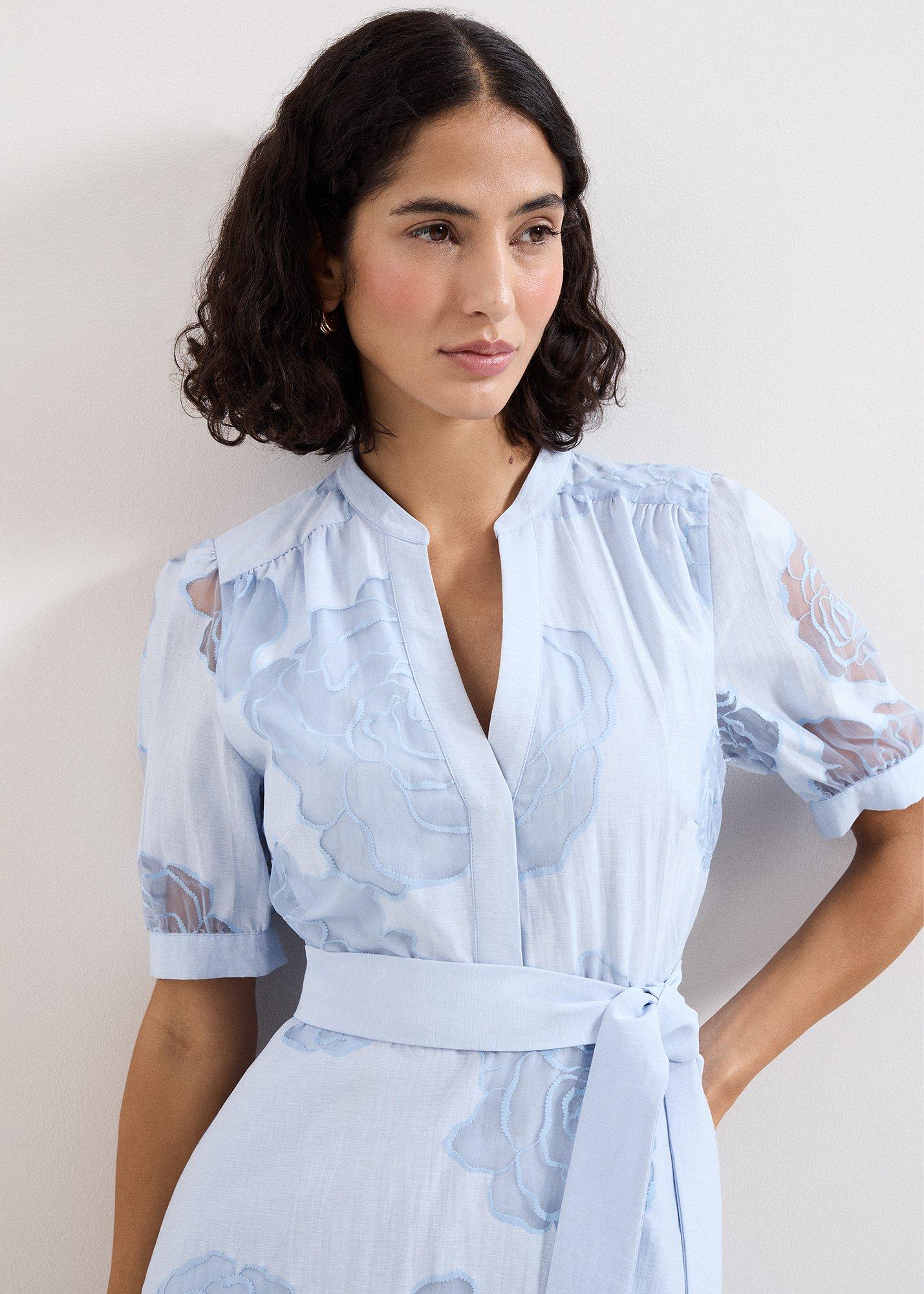 Queenie Blue Floral Swing Dress