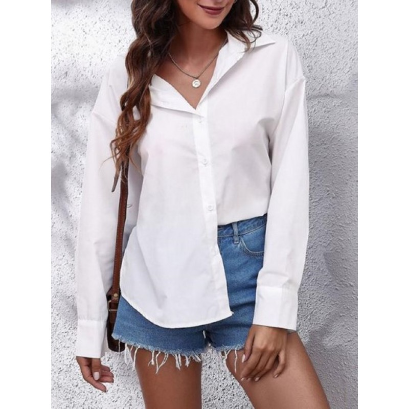 Drop Shoulder Open Back Tie Shirt SO5720