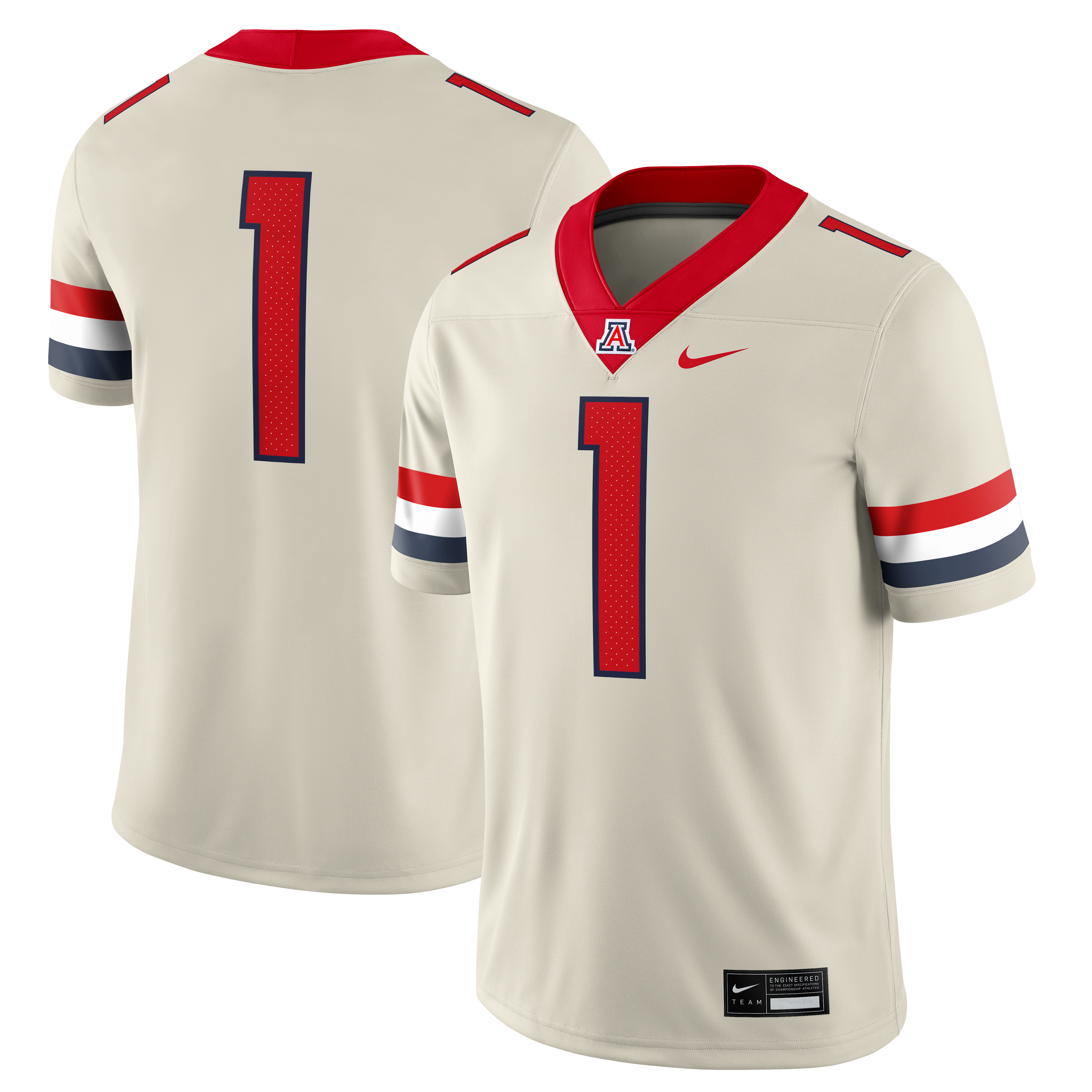 #1 Arizona Wildcats Nike Alternate Game Football Jersey - Cream