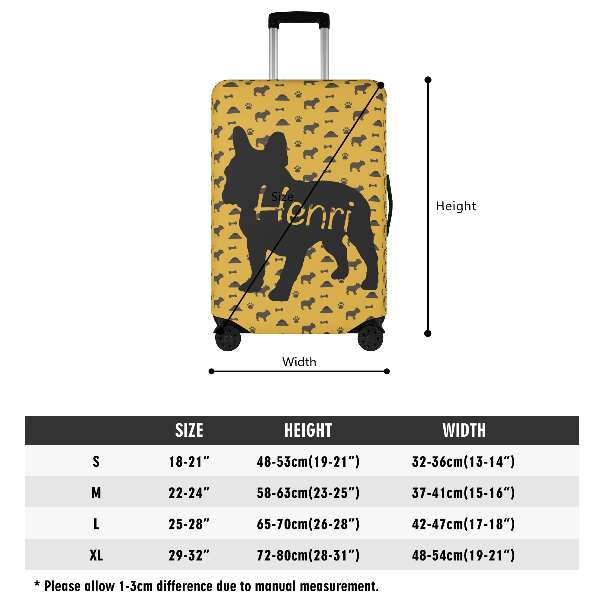 - Bulldog Luggage Cover With Frenchie Name Winter Wear | Non-slip Design