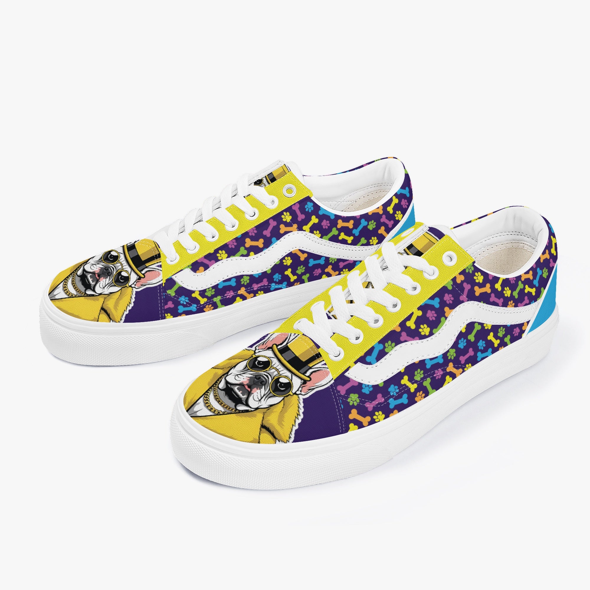 French Bulldog Lover Papi Trendy Low Top Canvas Sneakers Casual Footwear