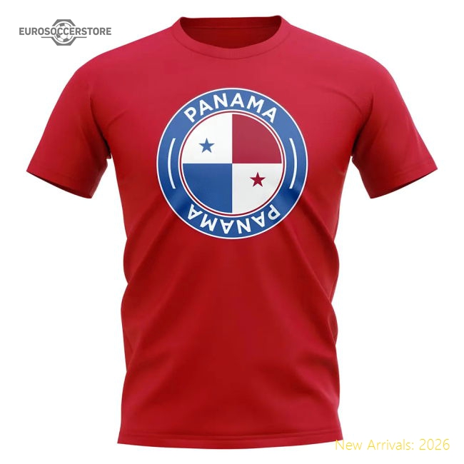 Premium-grade Panama Football Badge T-shirt (red) - Affordable
