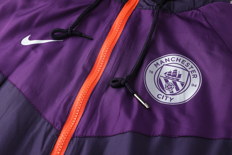 Breathable Man City Manchester City 2019-20 Purple Hoody Jacket