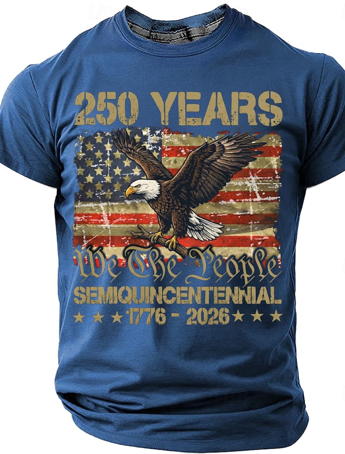 4th of July 2026 250th Memorial Day Men's 3D Print US Flag Crew Neck Short Sleeve T-Shirt Daily Street