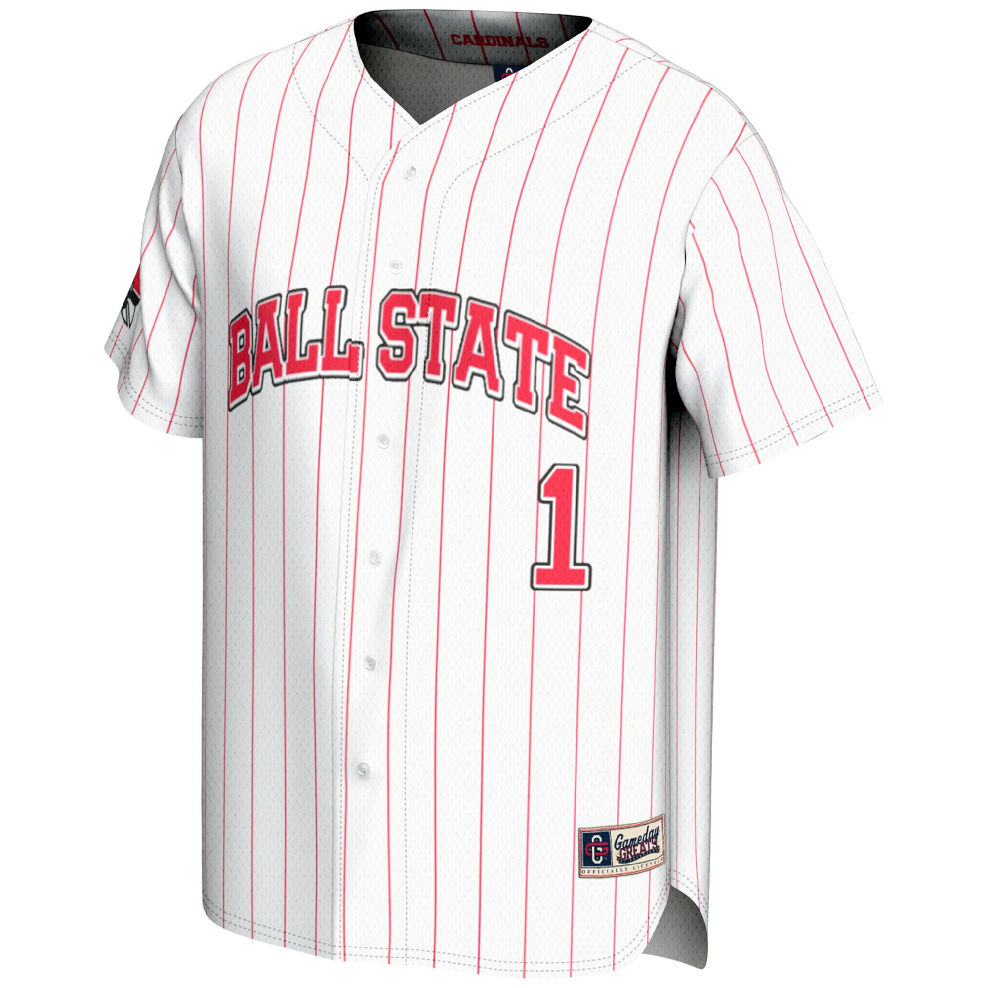 [DDG] Ball State Cardinals GameDay Greats Lightweight Baseball Fashion Jersey - White