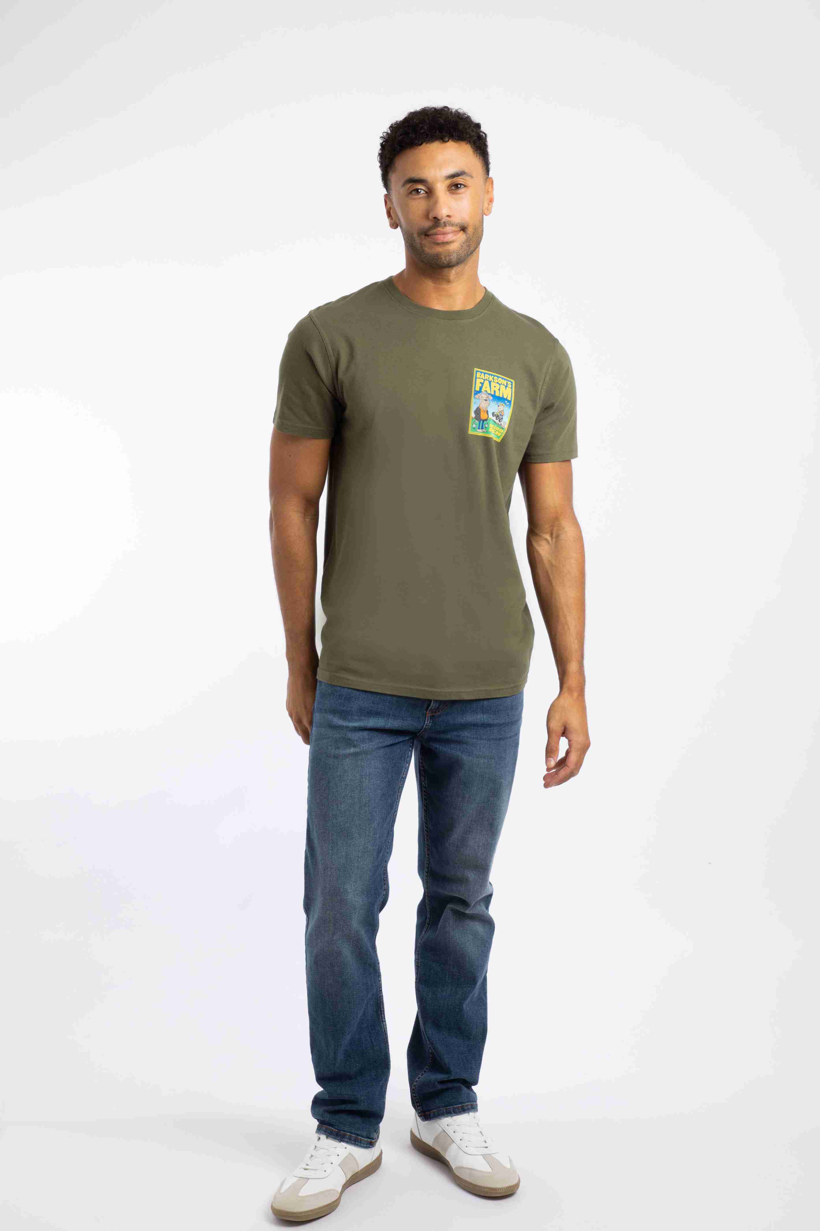 Barkson's Farm Back Print Artist T-Shirt Deep Lichen Green