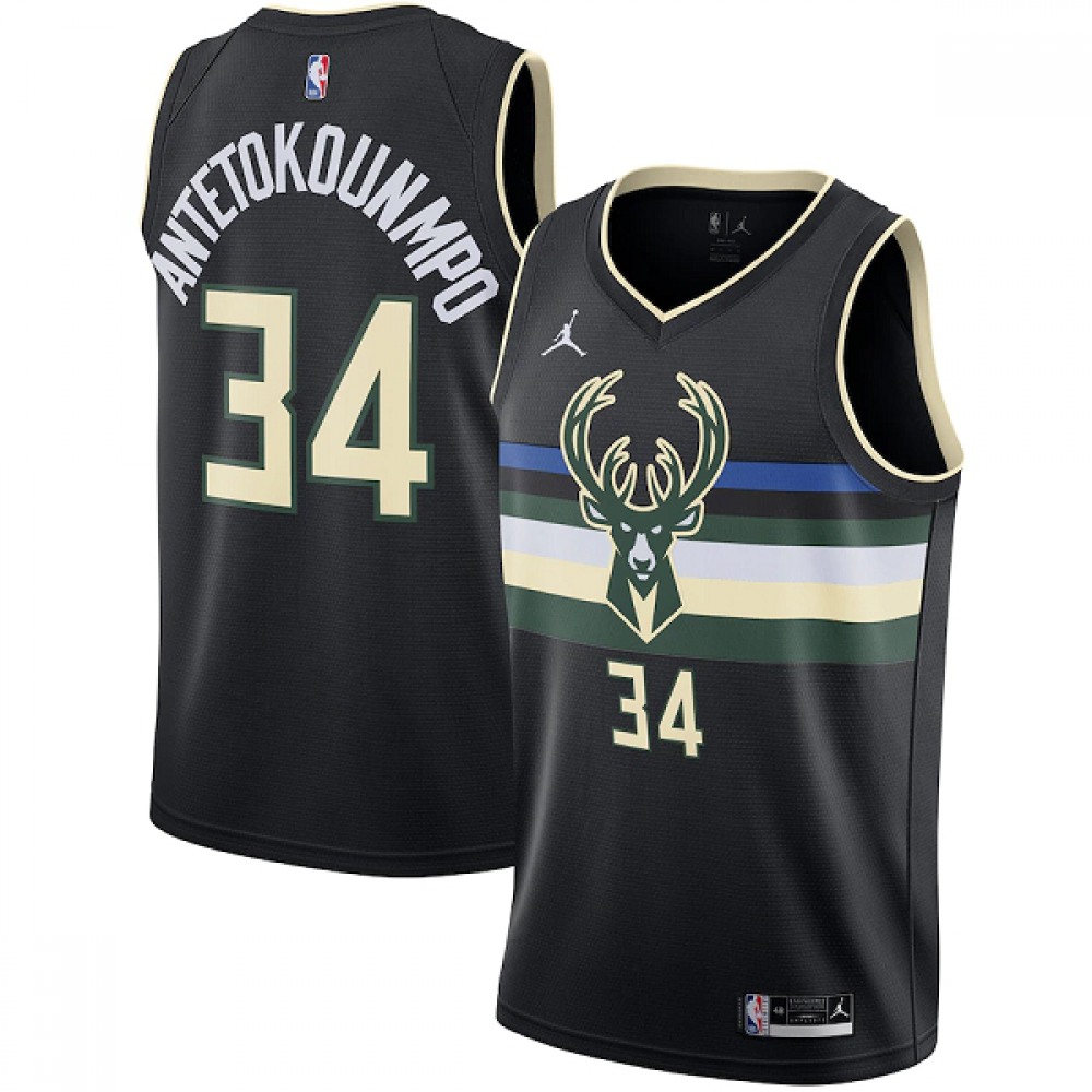 Official Men's Milwaukee Bucks #34 Giannis Black Basketball Jersey