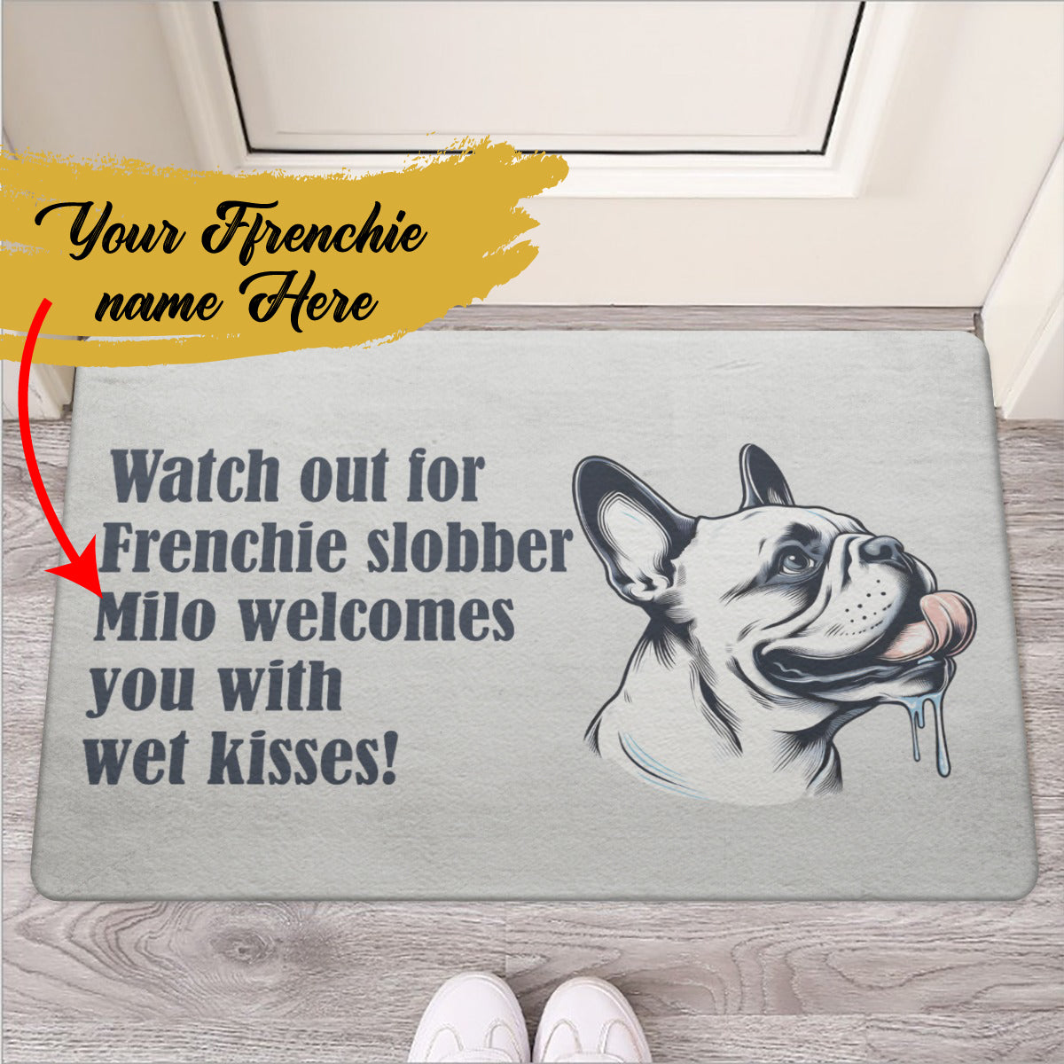 Frenchie-Fan Personalized Doormat With Frenchie Name - Doormat for Daily