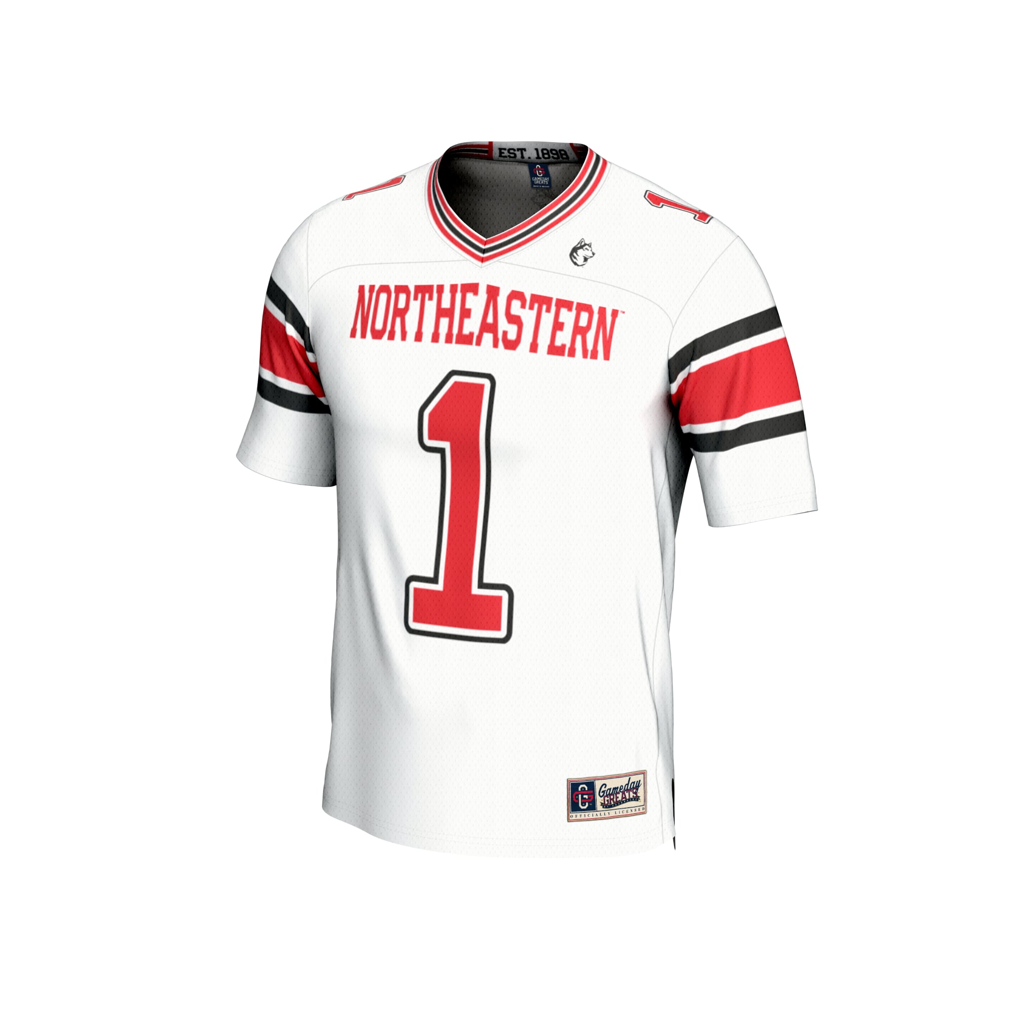 Unisex White #1 Northeastern Huskies Lightweight Collegiate Football Fashion Jersey
