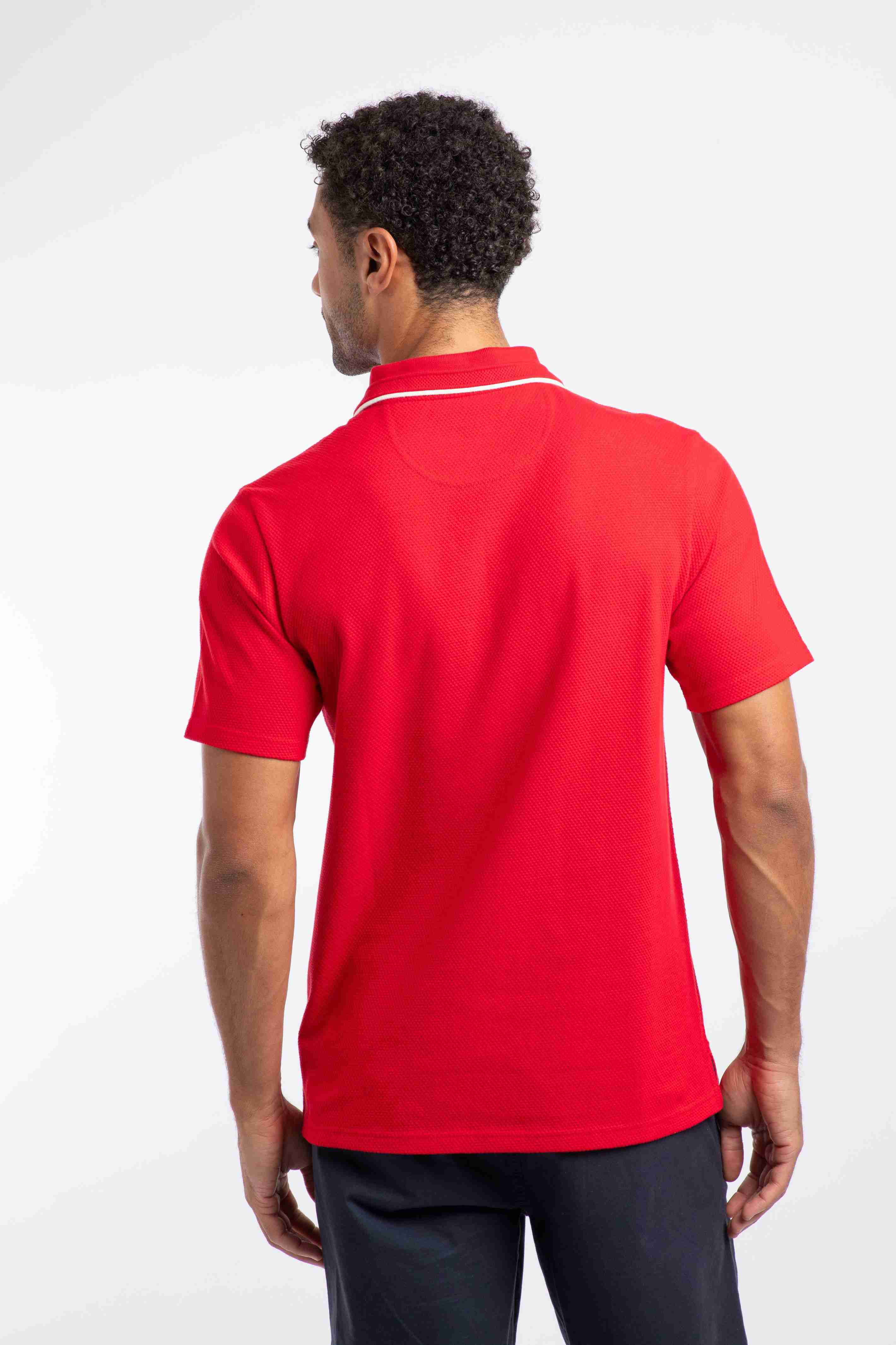 Powell Textured Polo Shirt Barberry Red Marl