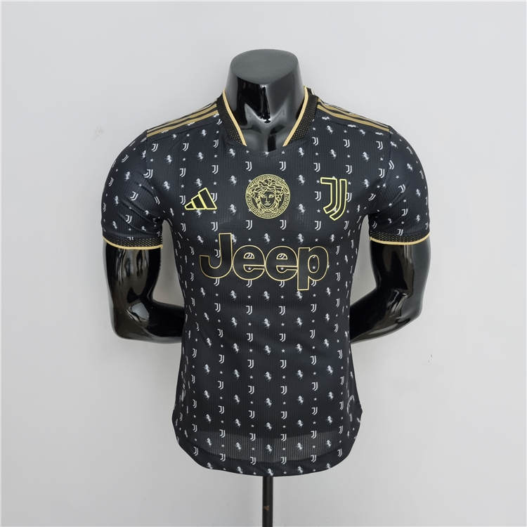 2223 Juventus Versace Black Soccer Jersey Football Shirt - Official