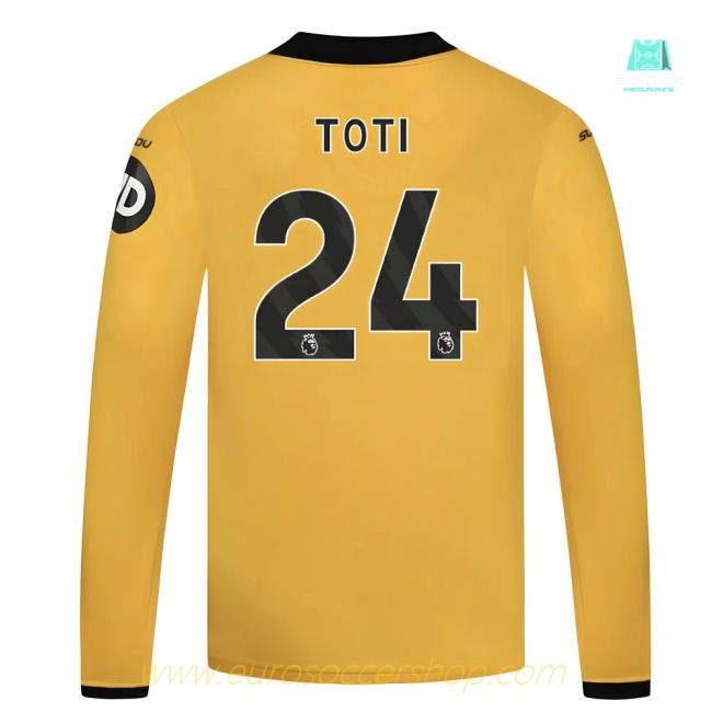 2025-2026 Wolves Long Sleeve Home Shirt - Kids (Toti 24)