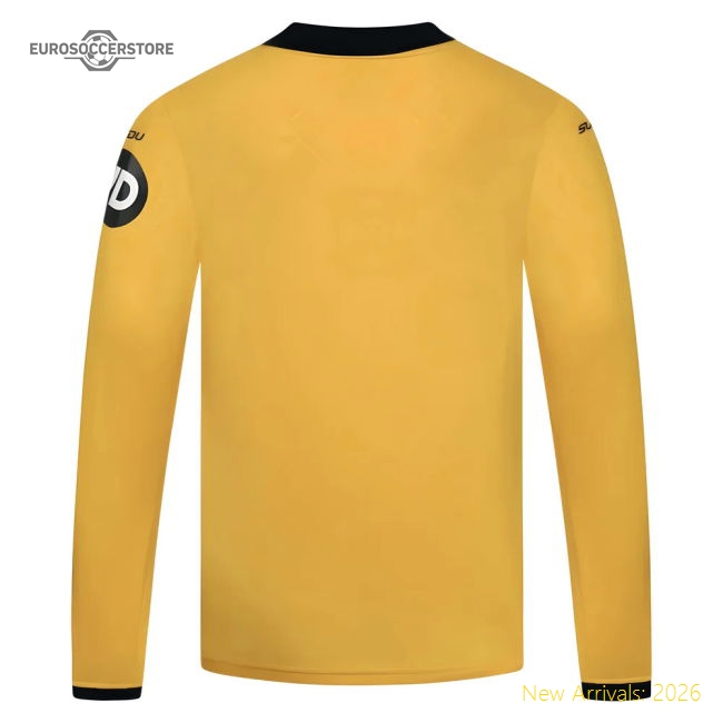 Premium-grade 2025-2026 Wolves Long Sleeve Home Shirt - Kids