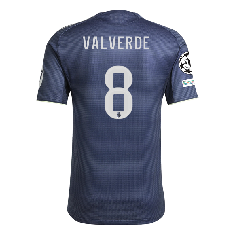 Buy Federico Valverde Real Madrid Authentic Away Soccer Jersey 25/26 Champions League Legend Ink