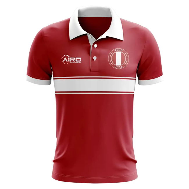 Professional Peru Concept Stripe Polo Shirt (Red) Performance