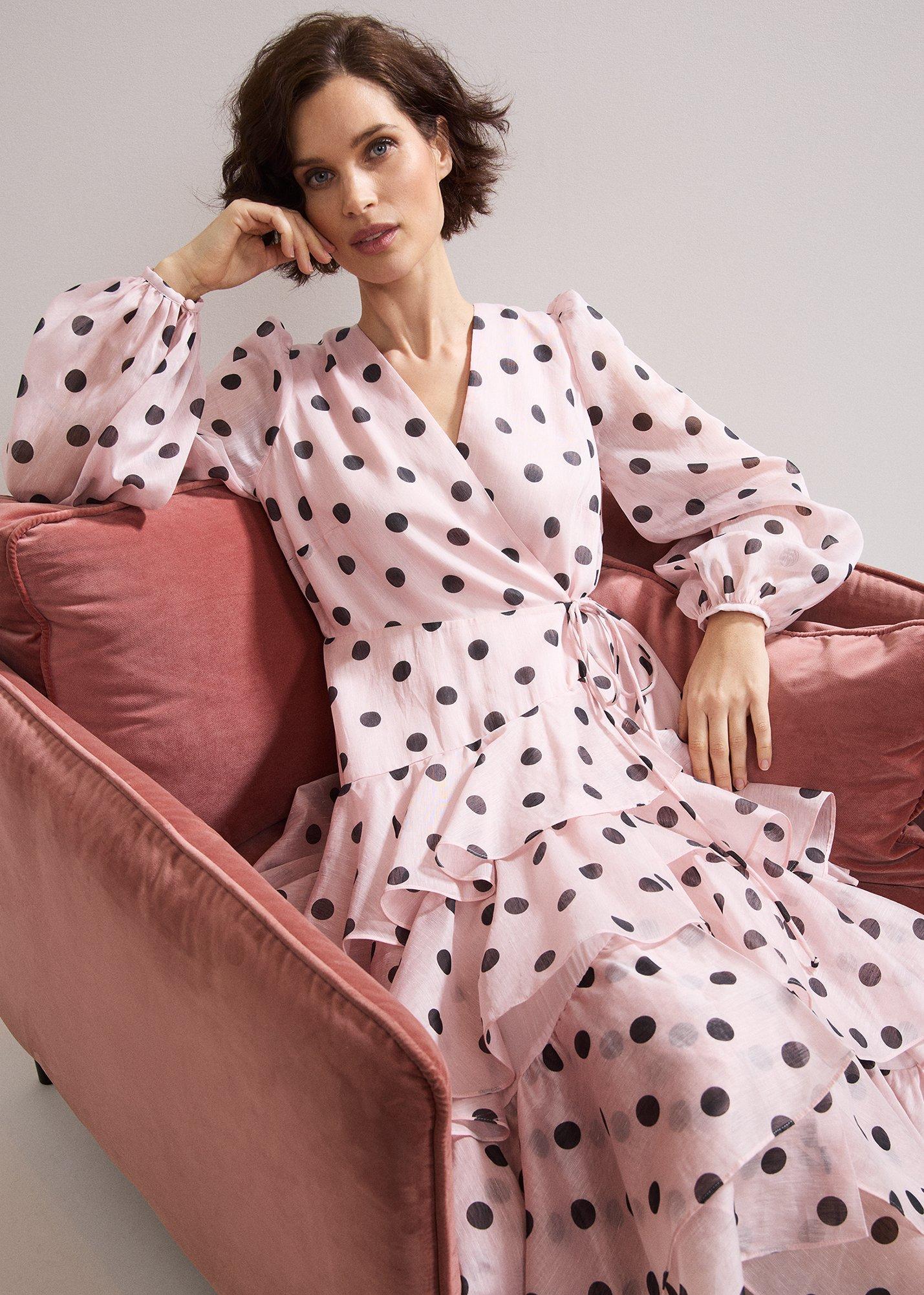Simone Spot Ruffle Maxi Dress