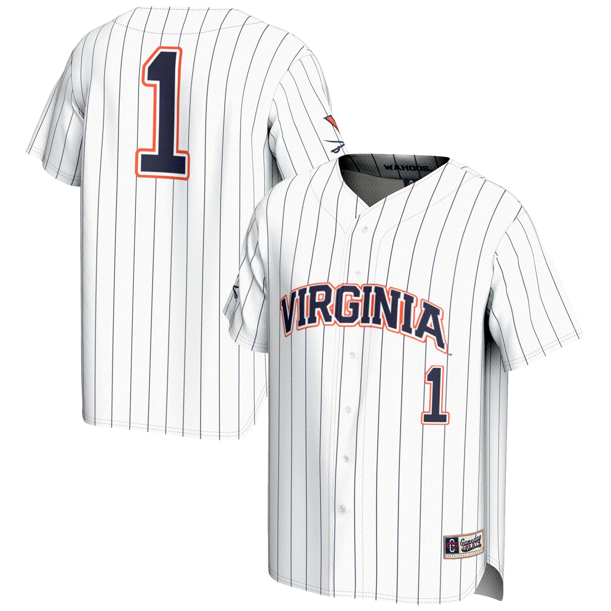 [NJP] Women's Virginia Cavaliers GameDay Greats Lightweight Baseball Jersey - White