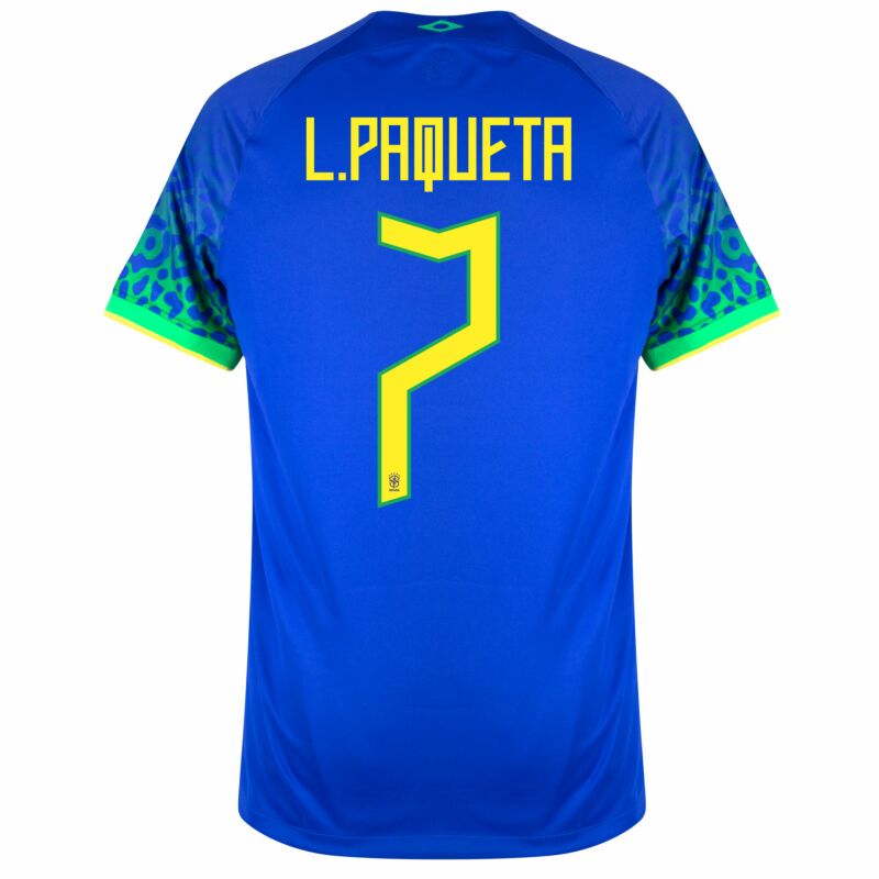 BRAZIL Player Version AWAY WORLD CUP JERSEY 2022 L.PAQUETA
