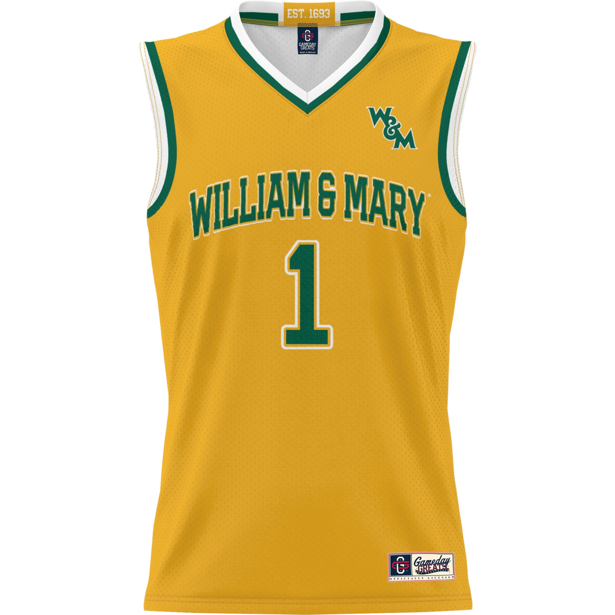 [DDG] William & Mary Tribe GameDay Greats Youth Lightweight Basketball Jersey - Gold