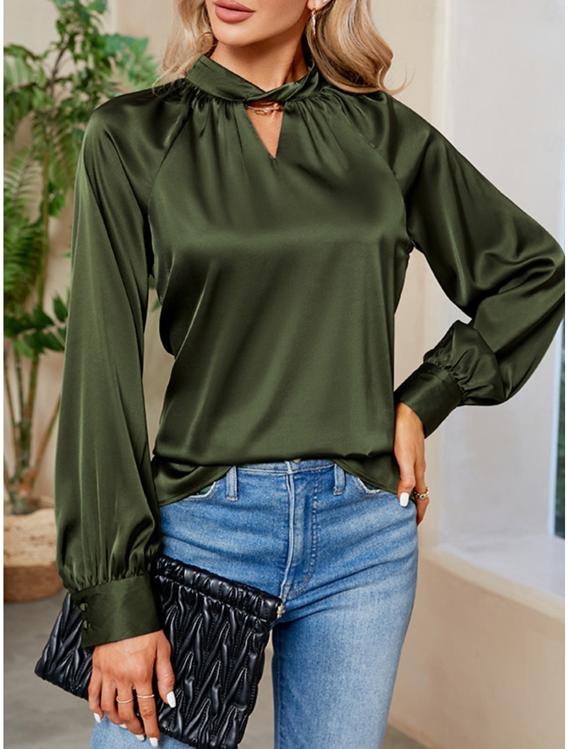 Women's Satin Shirt Blouse Party Work Ladies Stylish Long Sleeve Fall Winter