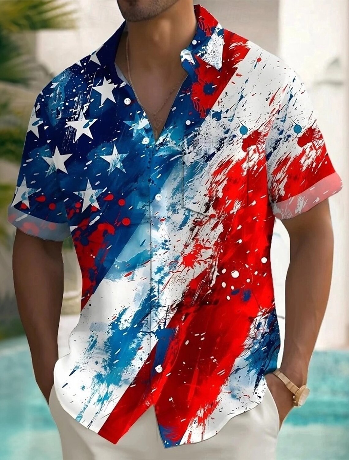 Independence Day Men's American US Flag 4th of July U.S. 250th Anniversary Patriotic Shirt Summer Shirt Button Up Shirt Short Sleeve Fashion Casual Holiday Summer Spring Turndown 3D Print Collared
