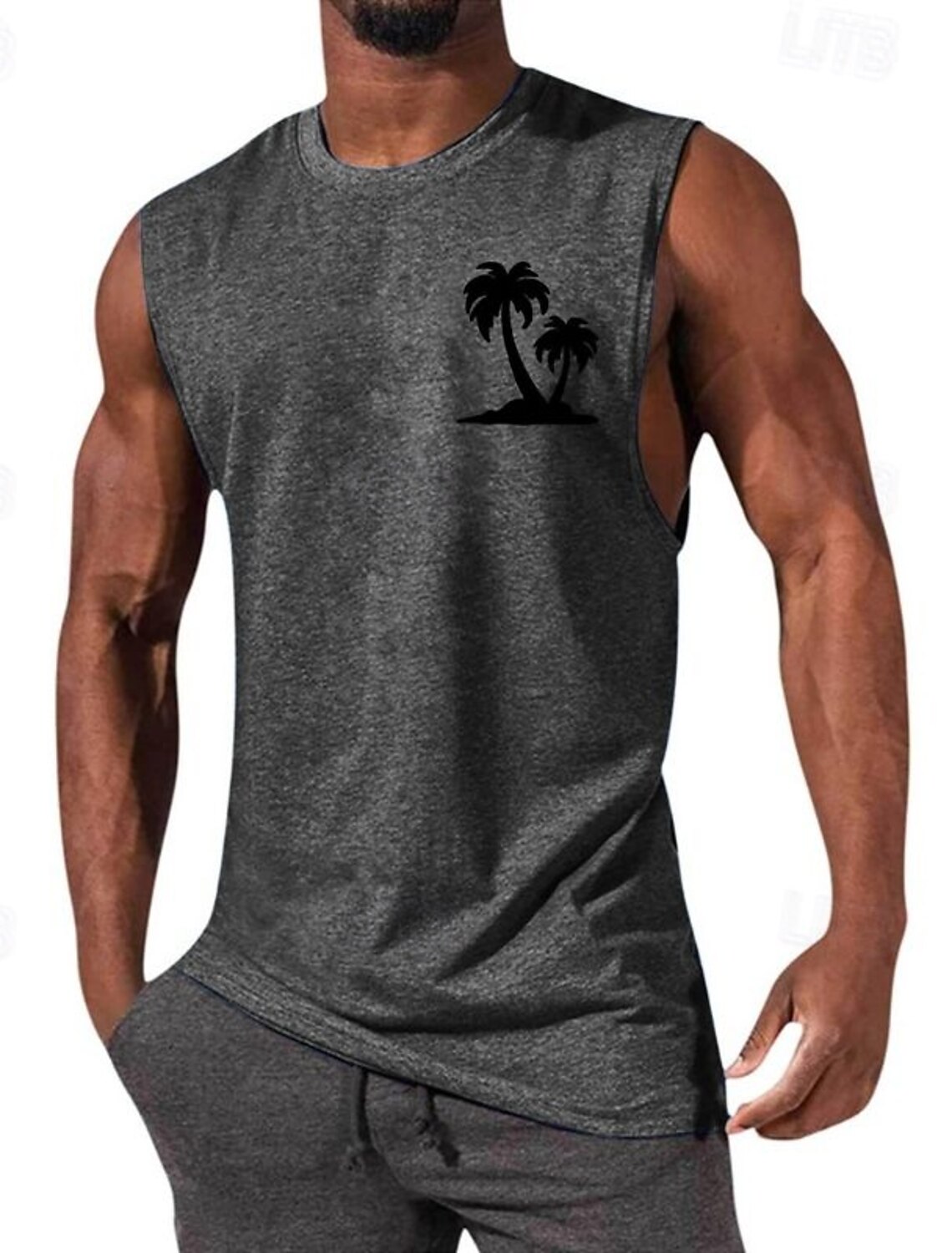 Men's Tank Top Vest Undershirt Sleeveless Shirt Crewneck Spring &