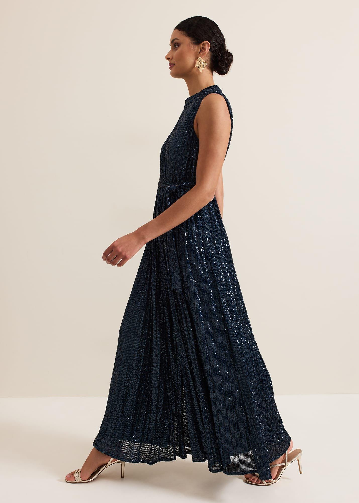 Simara Teal Sequin Jumpsuit