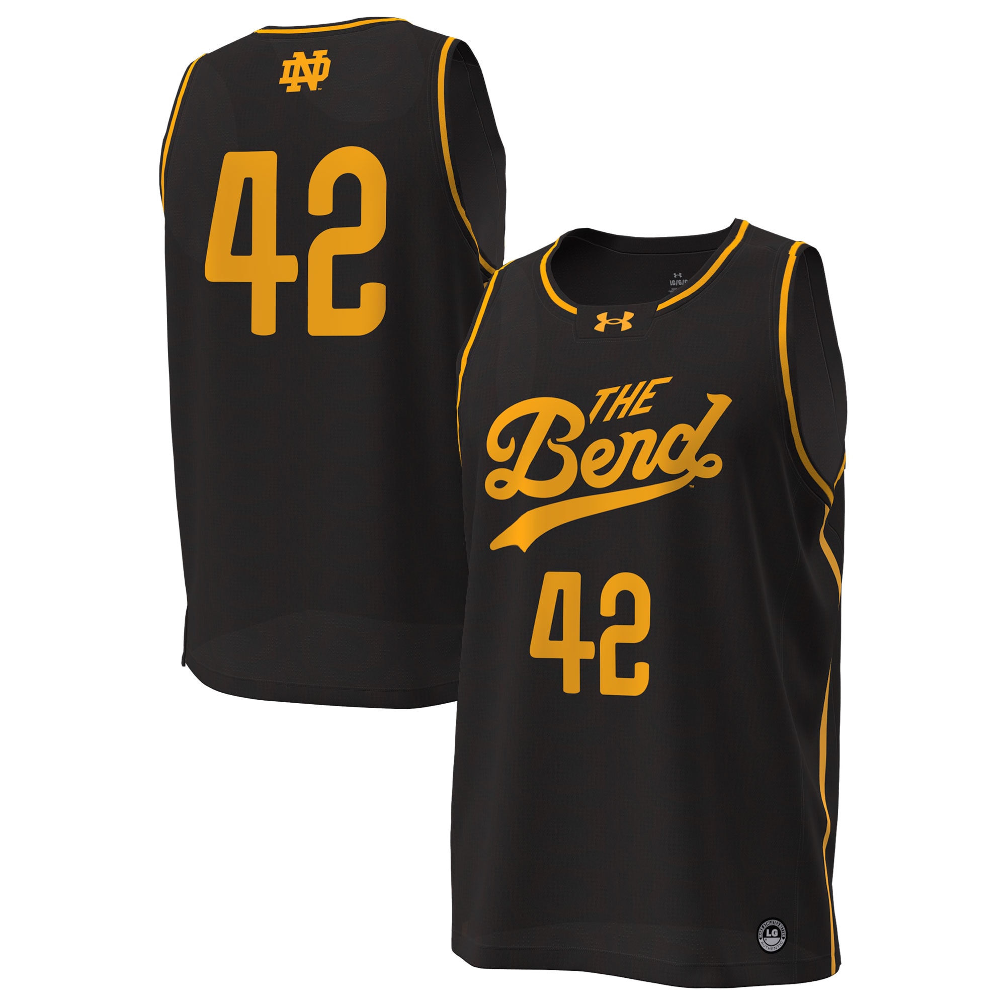 [NJP] Youth Notre Dame Fighting Irish The Bend Replica Basketball Jersey - Black