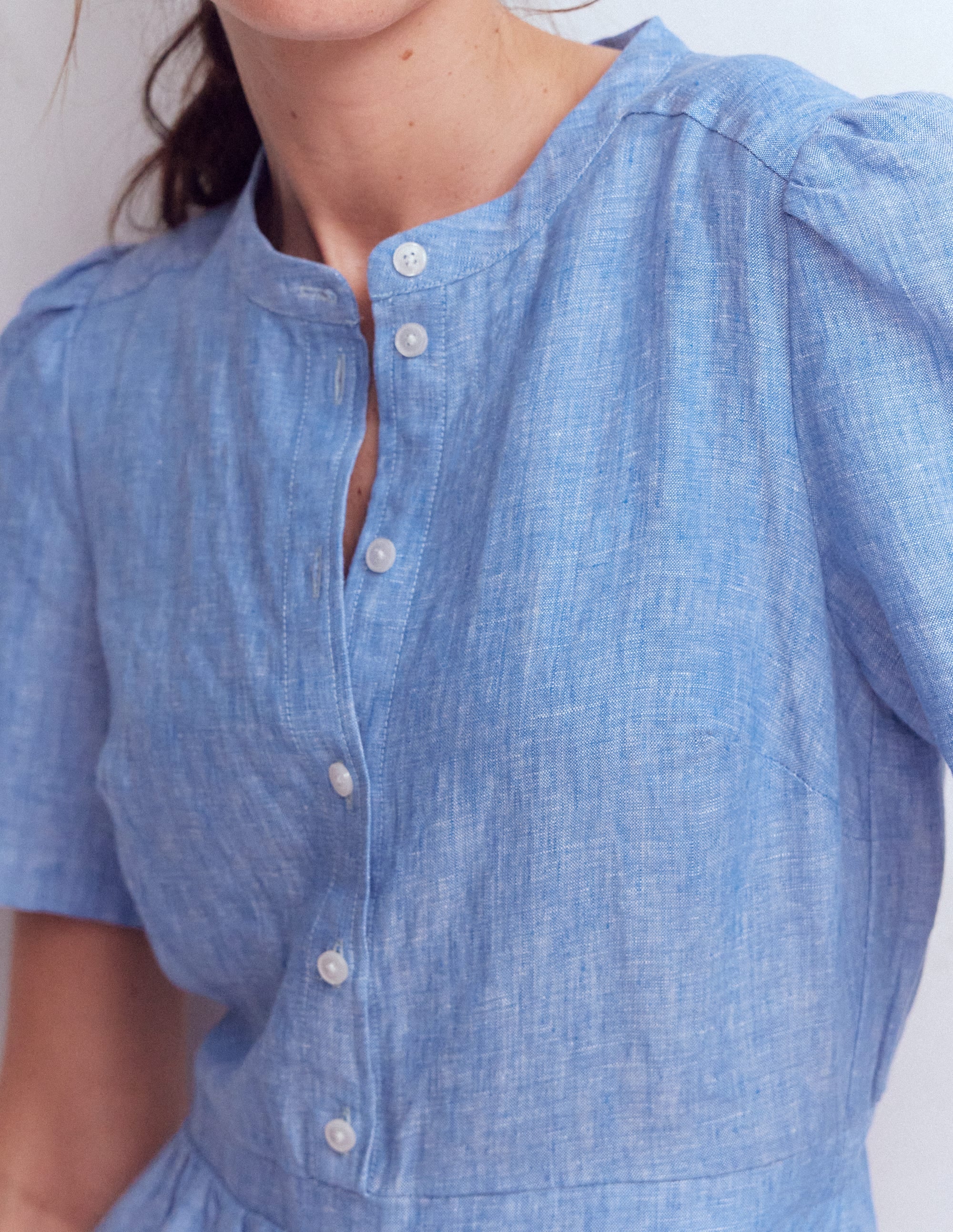 Ivy Placket Linen Midi Dress