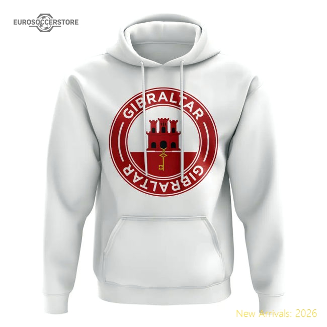 Gibraltar Football Badge Hoodie (White)