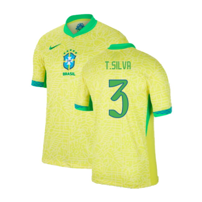 Football 2024-2025 Brazil Home Shirt (T.Silva 3) Replica
