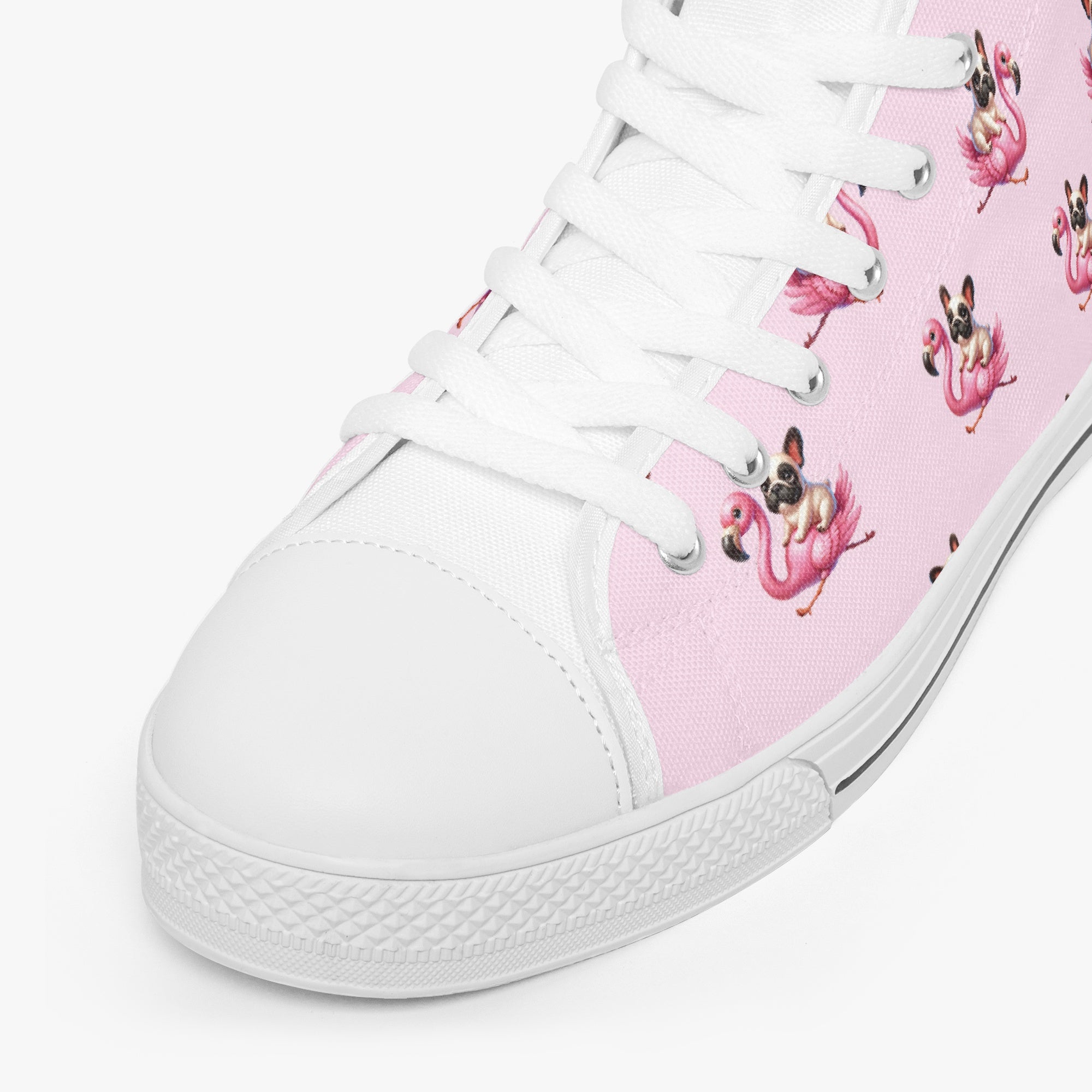- French Bulldog Themed Classic High-top Canvas Shoes Everyday Use