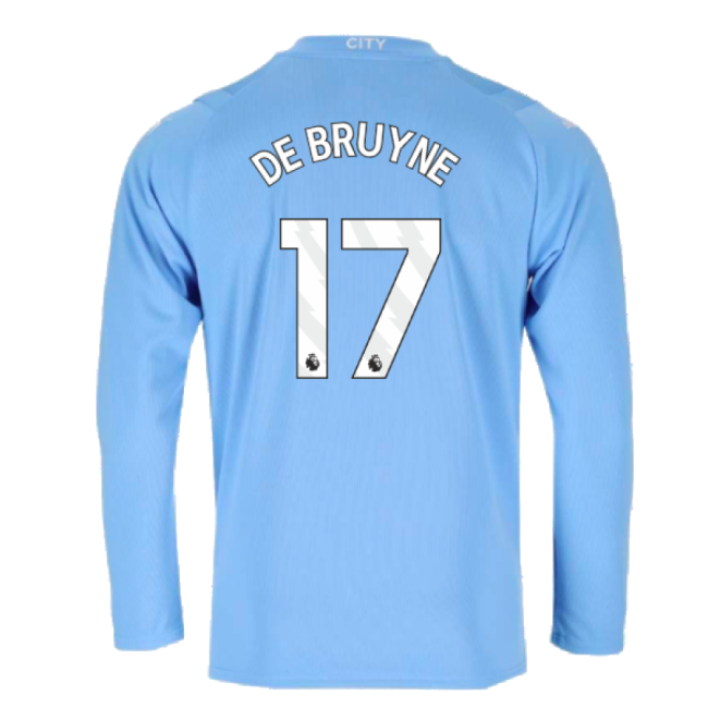 Football Man City Long Sleeve Home Shirt De Bruyne #17 Match Quali...