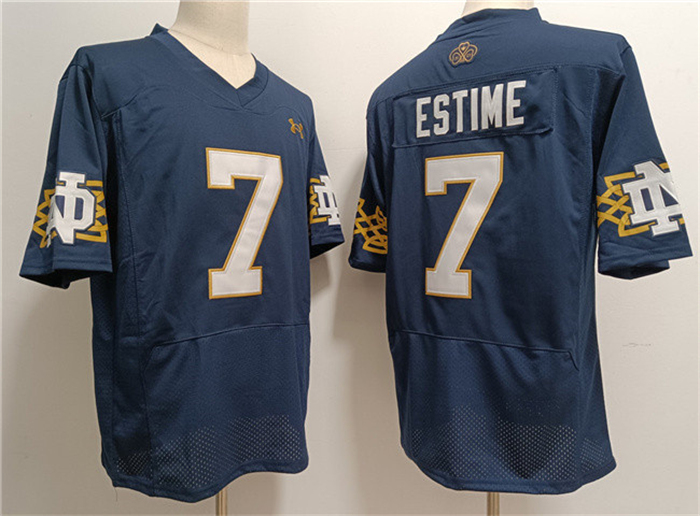 Men's Notre Dame ND Game 2024 stitched Audric Estim #7 game day Jersey